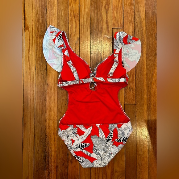 RACHEL Rachel Roy Island Getaway Tie-Front Ruffle One-Piece Swimsuit - Picture 3 of 5